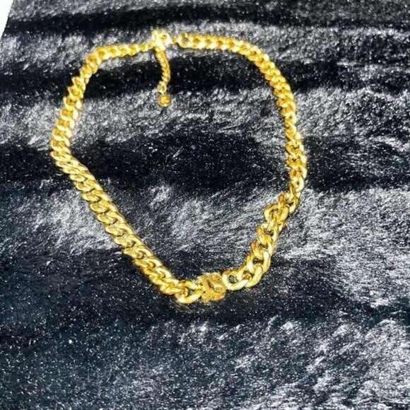 JS Monogram Gold-Tone Choker Chain Necklace - Picture 4 of 5